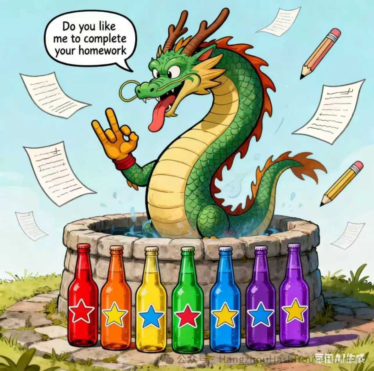 HZH3 #293 - Village that has a well and a Dragon lives in it.